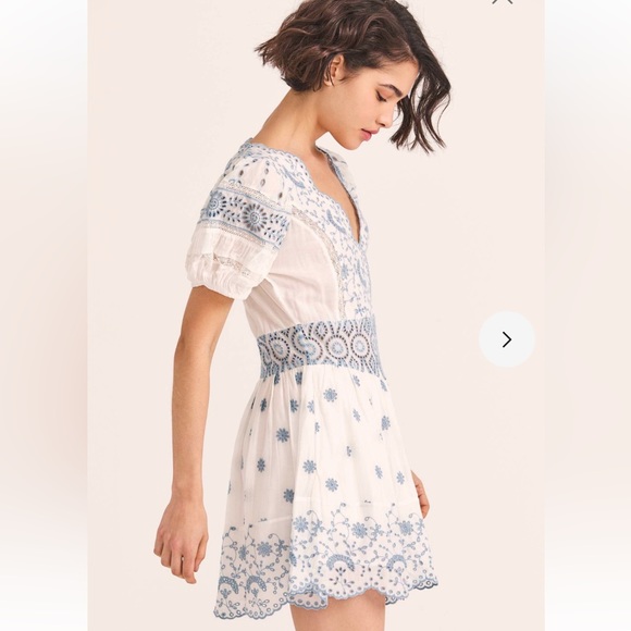 LoveShackFancy Dresses & Skirts - LoveShackFancy White and Blue Mini Dress